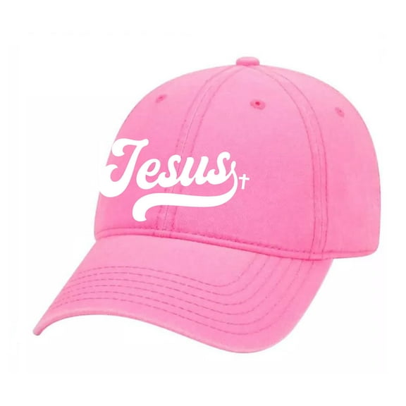 Jesus Cross Christian Jesus Unisex Twill Dad Hat Adjustable Baseball Cap, Neon Pink