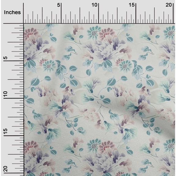oneOone Cotton Flex Off White Fabric Florals Quilting Supplies Print Sewing Fabric By The Yard 40 Inch Wide