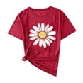 thumbnail image 4 of NSLGXD Womens T-Shirts Graphic Tees Short Sleeve Crew Neck Sunflower Shirts Vintage Flower Graphic Tees Shirts Tees Casual Shirt Tops, 4 of 4