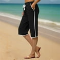 thumbnail image 4 of cocolona Womens Capri Pants Summer 2025 Elastic Waist Drawstring Half Shorts Casual Loose Beach Capri Shorts with Pockets Black XXL, 4 of 5