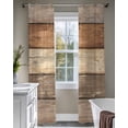thumbnail image 4 of Farmhouse Beige Brown Sheer Curtains 84 Inch Length 2 Panels Set for Living Room/Bedroom, Vintage Wooden Striped Kitchen Curtains Grommet Semi-Sheer Curtains Drapes Voile Window Treatments 42"x84"x2, 4 of 7