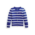 thumbnail image 2 of Polo Ralph Lauren Girls Stripe Mini Cable Cardigan Sweater 3 3T Blue, 2 of 2