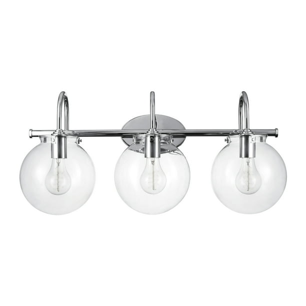 Globe Electric Milan 3Light Chrome Vanity Light with Clear Glass