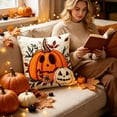 thumbnail image 4 of Halloween Pillow Covers Ghost Pumpkin Digital Print Spooky Throw Pillow Cases Decorative Cushion Covers Soft Home Decor for Sofa by OVFUIZ, 4 of 7