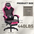 thumbnail image 3 of HOFFREE Gaming Chair with Massage Lumbar Leather Computer Gaming Chair for Adults Reclining Gamer Chairs with Footrest Video  Chairs with Linkage Armrests Pink and Black, 3 of 18