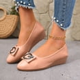 thumbnail image 2 of YLYL Women's Bow Ballet Shoes Wedge Heel Pointed Toe Fashion Casual Slip on Office Business Walking Shoes, 2 of 8
