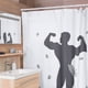 thumbnail image 1 of Cortina de Baño Impermeable Grande Juana Gallo con Diseño de Silueta Hombre Fuerte Blanca, 1 of 7