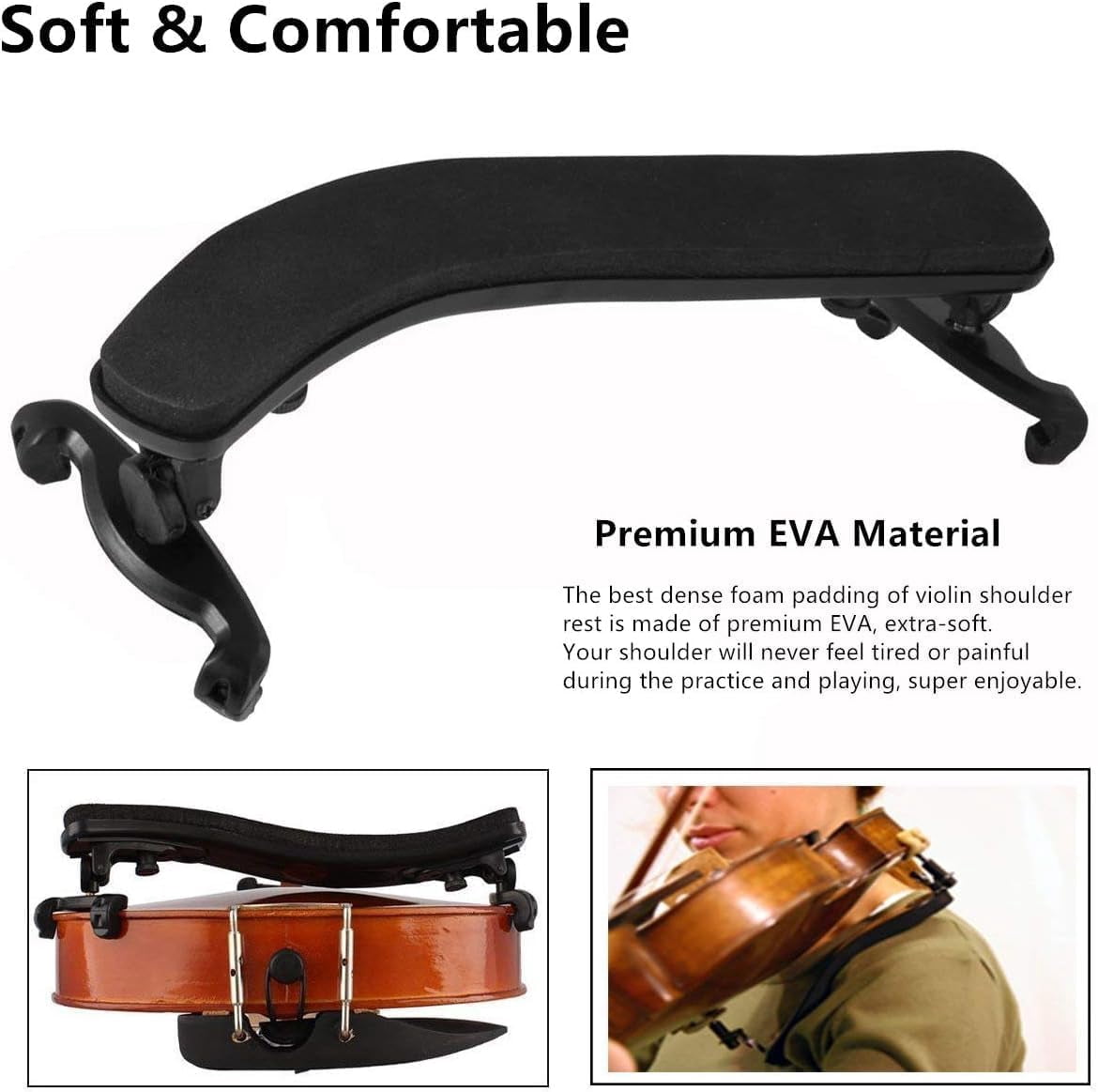 Violin Shoulder Rest Footrest for Violin, Adjustable Height Violin Shoulder Rest, Ergonomic Violin Shoulder Rest, Adjustable and Comfortable Plastic Shoulder Pad Support for 3/4 and 4/4 Violins