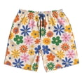 thumbnail image 2 of KLL Groovy Daisy Flowers Men's Casual Summer Beach Shorts Hawaiian Shorts with Pockets-Small, 2 of 6
