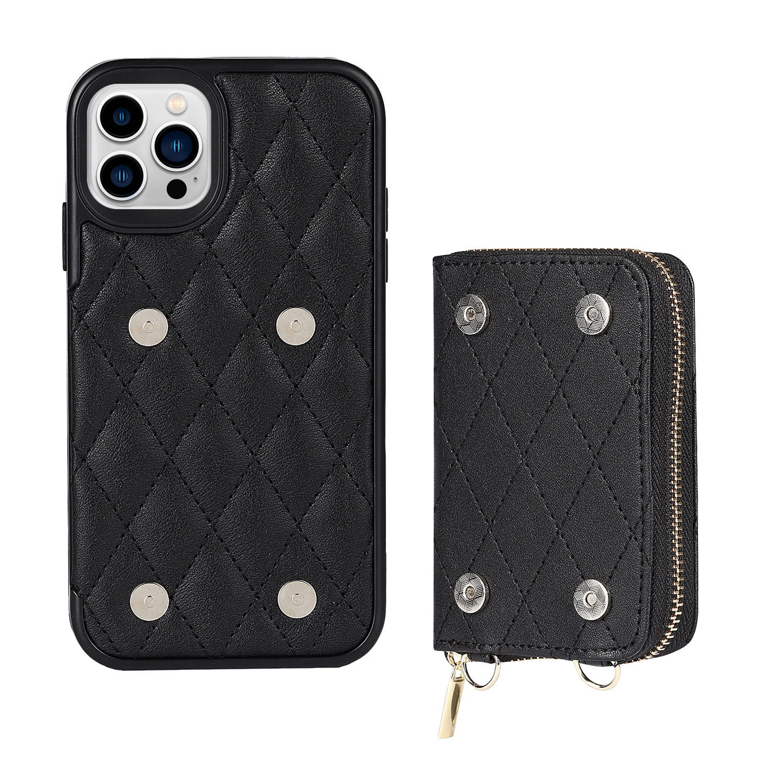 LV iPhone case Galaxy leather wallet case with card holder crossbody strap  chain