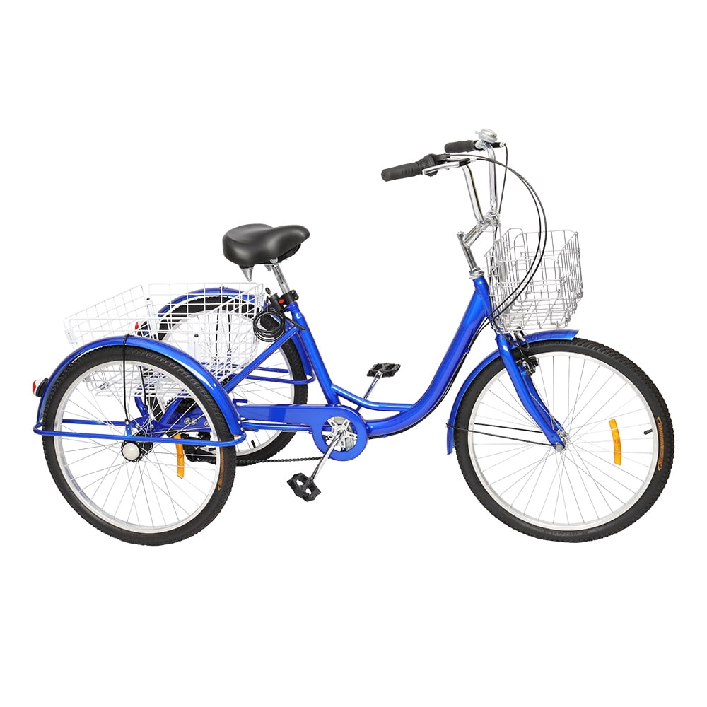 Iglobalbuy 6-Speed Adult Tricycle 24-Inch Adjustable Trike 3-Wheel Bike Cruise Bike with Basket 