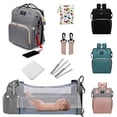 thumbnail image 1 of Mochila cambiador bebé, bolso pañales plegable y multipropósito, estación cambio impermeable y multi-función con colchón y puerto carga USB (gris), 1 of 3