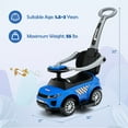 thumbnail image 5 of OLAKIDS 4 in 1 Ride on Push Car, Toddlers Stroller Sliding Walking Toy with Horn, Music, Lights, Removable Guardrails and Handle, Underneath Storage, Baby Foot-to-Floor Walker for Boys Girls (Blue), 5 of 9
