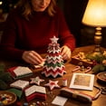 thumbnail image 4 of DIY Christmas Tree Sewing Kit, Fabric Patchwork Kit with Felt and Tools, Holiday Desktop Craft (Colorful), 4 of 7