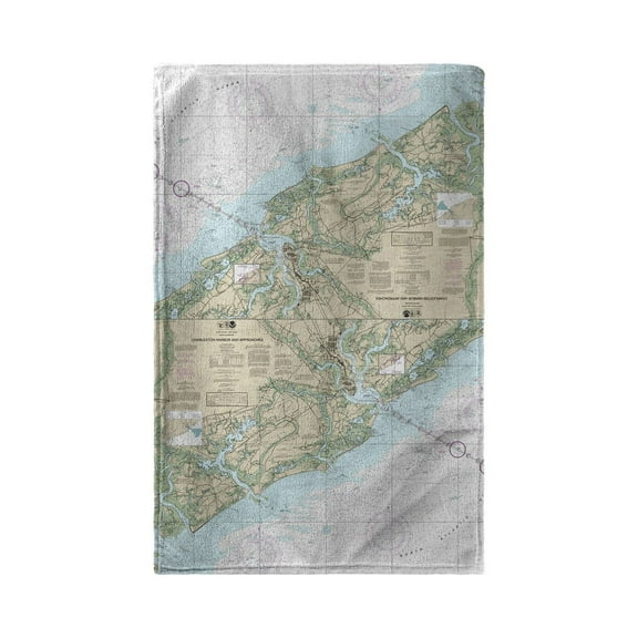 Betsy Drake BT11521 Charleston Harbor & Approaches, SC Nautical Map Beach Towel - 30 x 50 in.
