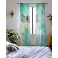 thumbnail image 3 of Dragonfly Sheer Curtains 84 Inch Length 2 Panels Set for Living Room/Bedroom, Modern Abstract Gradient Teal Green Kitchen Curtains Grommet Semi-Sheer Curtains Drapes Voile Window Treatments 52"x84"x2, 3 of 7