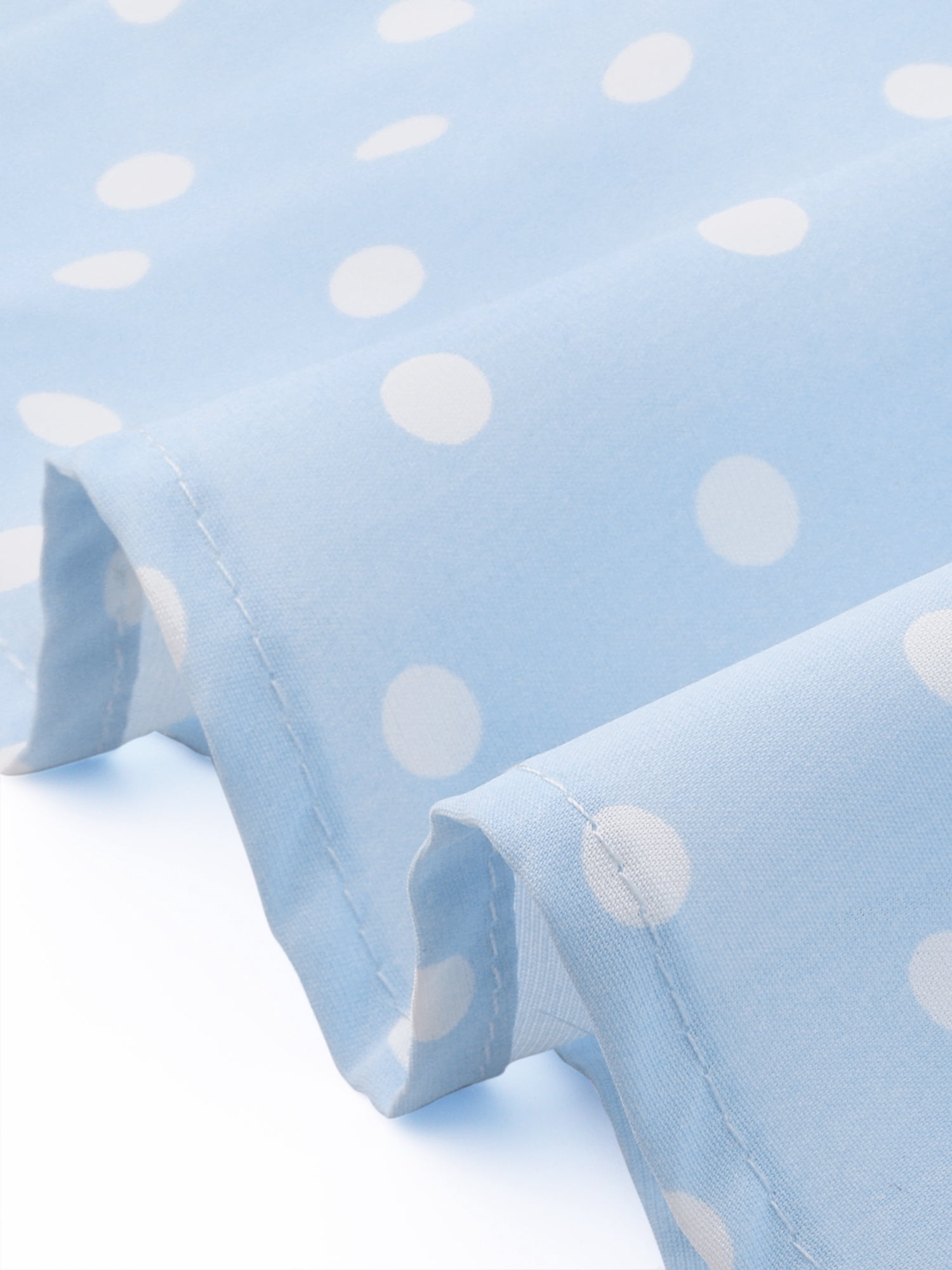 DARING DIVA Women's Polka Dots Peter Pan Collar Puff Sleeve Shirt Top L Light Blue
