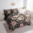 thumbnail image 3 of jejeloiu Gothic Suger Skull Twin Bedding Sets 7-Piece,Rustic Flower Floral Bedding Comforter Set,Halloween Skeleton Sheet Sets For Girl Boy,Ultra Soft Home Decor Reversible, 3 of 8