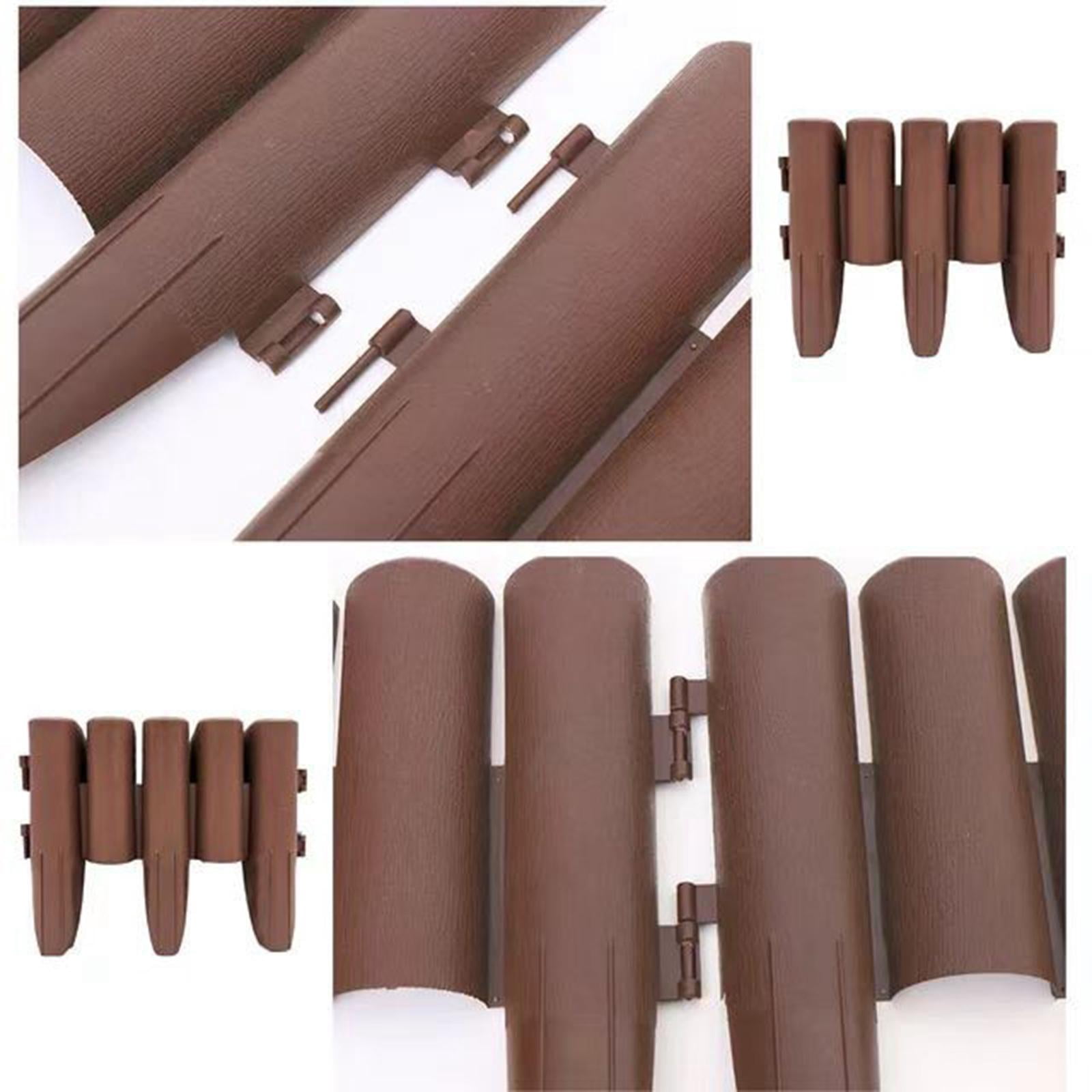 5 Piece Garden Fence Border, Reusable Edging Durable Decorative, Flower Edging for Yard Landscape Patio Outdoor Decor for Garden Path Walkway, Brown, 28cmx23cmx3.5cm