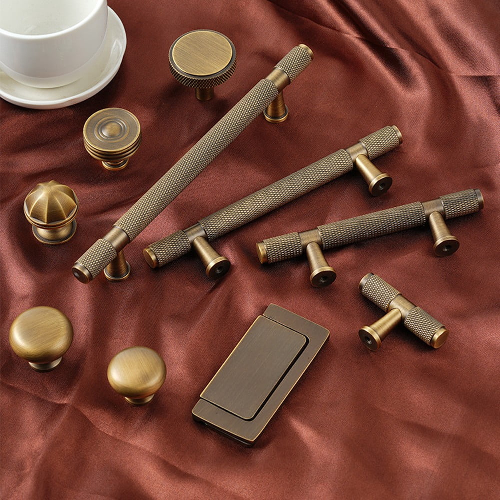 AFQH Brass Handle Exposed Antique Brass Furniture Handle Drawer Cabinet Door Handle