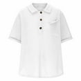 thumbnail image 5 of Women's Short Sleeve Tops Acrylic Knit Lapel Collared Shirt with Buttons Loose Fit Pullover Tee Blouses (XL, White), 5 of 6