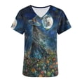 thumbnail image 5 of SwiftWear Halloween Witch Print Scrubs Tops for Women Nursing Scrubs Work Uniform V Neck Short Sleeve Nurse Scrub with Pockets L, 5 of 5