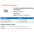 thumbnail image 2 of Fuel Filter - Compatible with 2003 Dodge Sprinter 2500, 2 of 2