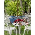 thumbnail image 2 of Outdoor Tablecloth with Umbrella Hole and Zipper, Grey Christmas Round Table Cloth 60 Inch Waterproof Tablecloth, Xmas Snowman Truck Snowflake Tree Balls Picnic Table Cover for Patio Camping, 2 of 7