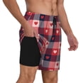 thumbnail image 2 of Fuzoiu Heart Plaid Print Men's Swim Shorts,Quick-Dry Double-Layer Swim Trunks,Board Trunks,Beach Shorts Swimwear Bathing Suits-Medium, 2 of 6