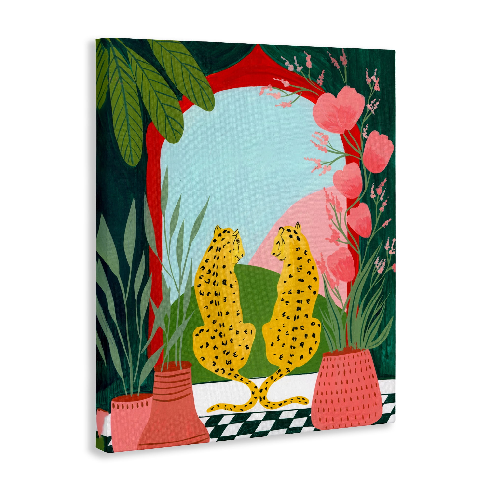 Twin Leopard & Plants Canvas Wall Art, design by Nabeela Rumi