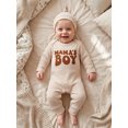 thumbnail image 3 of RUINIXCW Mama's Boy Outfit Newborn Baby Boy Hospital Coming Home Outfit Waffled Romper Infant Baby Girls Fall Winter Clothes Long Sleeve Jumpsuit Hat Set, 3 of 8