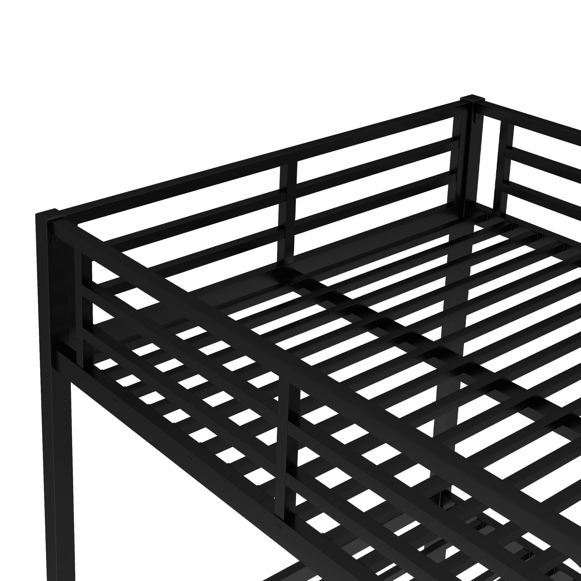 HOQBN Bunk Bed Full over Full,Metal Bunk Bed with Full Length Guardrail,Space-Saving,Noise Reduced,Black