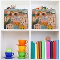 thumbnail image 6 of Yayeee 2 Pack Canvas Storage Basket with Handles for Shelves Fabric Bins Closet Organizer, Orange Cityscape Painting, 6 of 8