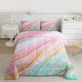 thumbnail image 3 of Feelyou Women Fashion Marbling Bedding Comforter Set, Dreamy Abstract Ombre Twin Comforter Sets, Marble Artwork Pink Green Reversible Bedding Set, Luxury Bedroom Decor, 2-Piece, 3 of 9
