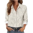 thumbnail image 3 of TaTaai Women Collared Printed Casual Button Down Shirt Long Sleeve Blouse Ladies Daily Commute Street Office Wear Soft Breathable Non See Through Machine Washable Top Gift, 3 of 6