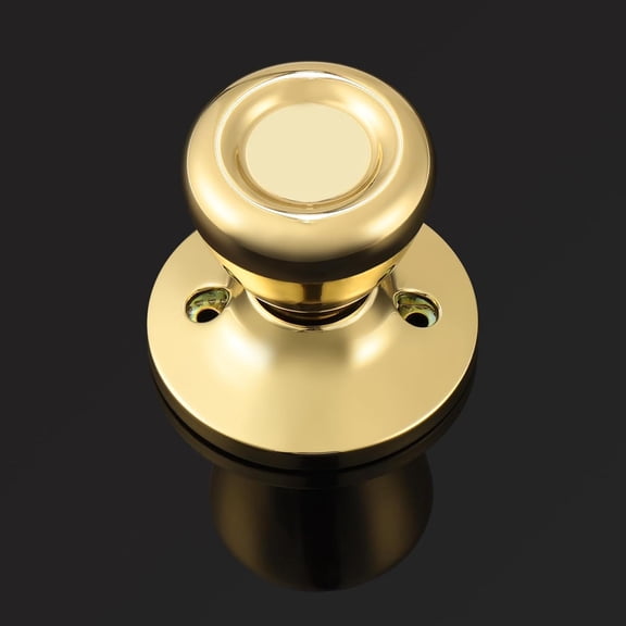YNTVV-Dummy Door Knobs 2 Pack Gold Individual Non-Turning Dummy Door Knobs Interior Polished Brass Tulip Design for Closet