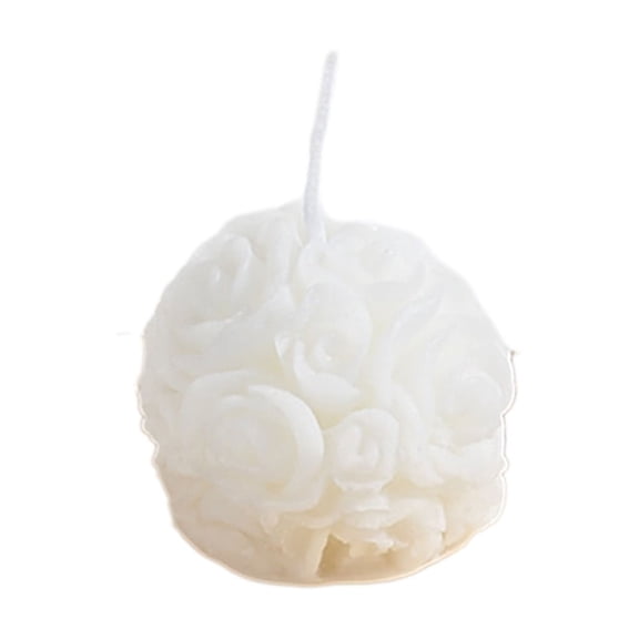 Rose Ball Aroma Candle - Red & White Wax Decorative Scented Candle for Valentine's Day, Weddings, Home Ambiance (Large 9x9x7cm / Small 5x5x5cm)