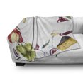 thumbnail image 3 of Wine Soft Flannel Fleece Throw Blanket, Round Frame Hand Painted Food Objects Watercolor Drink Cheese Fruits Illustration, Cozy Plush for Indoor and Outdoor Use, 50" x 70", Multicolor, by Ambesonne, 3 of 6