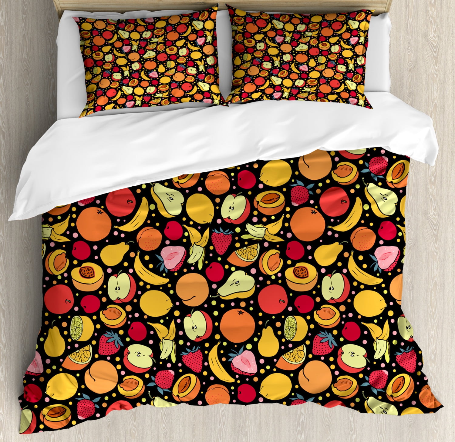 Vegan Duvet Cover Set King Size Pattern With Colorful Tasty