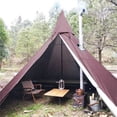 thumbnail image 6 of UNISTRENGH 4 Season Brown Waterproof Oxford Teepee Tent with Stove Jack Camp Pyramid Tent with Half Mesh, 6 of 7