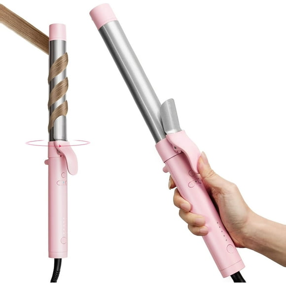 Automatic Rotating Curling Iron, 1-Inch Auto Hair Curler with 5 Temperature Settings & LCD Display, Anti-Scald & Dual Voltage