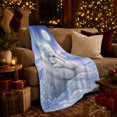 thumbnail image 3 of Polar Bear Mother and Cub beneath Moonlit Aurora, Serene Arctic Wildlife Scene for Polar Bear Lovers, Warm Flannel Blanket for Nursery and Bedroom, Mother's Day Gift, Home Decor, 3 of 9