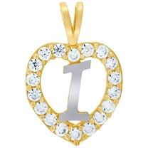 10k Yellow Gold Womens Cubic Zirconia Love Heart Letter Name Personalized Monogram Initial I Charm Pendant Necklace 19.3