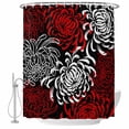 thumbnail image 2 of Red White Waterproof Fabric Shower Curtain,Abstract Black Chrysanthemum Flower Floral Waterproof Fabric Shower Curtain for Bathroom Curtains Bathtubs Shower Curtains with 12 Hooks Extra Long 72x96, 2 of 8