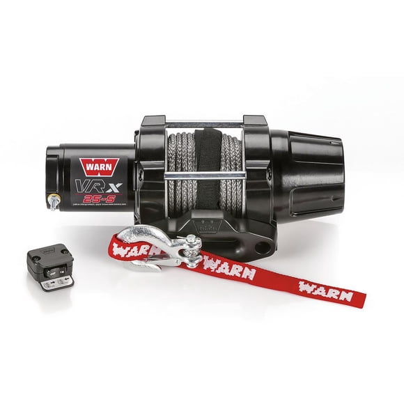 Warn Winch 101020 VRX; Vehicle Mounted; ATVs and Side By Sides; Waterproof; 12 Volt; 2500 Pound Line Pull Capacity; 50 Foot x 3/16 Inch Synthetic Rope; Black Hawse Fairlead