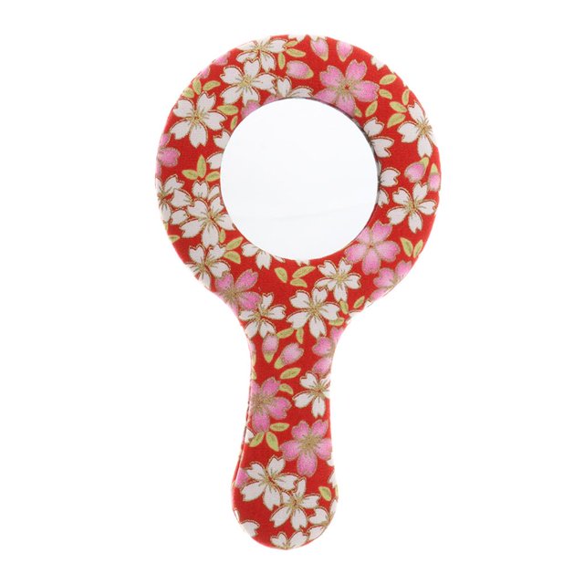 kusrkot Cloth Cover Cute Travel Cosmetic Handheld Makeup Mirror for Handbag Outdoor - Pattern 3