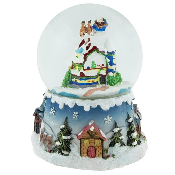 Northlight 5.5 "Santa Claus sur Traîneau Village Neigeux Globe d'Eau Musical de Noël