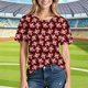 thumbnail image 2 of Tops de Cuello Redondo para las Mujeres Camiseta Impresa de Moda Casual con Mangas Cortas, Tops Cortos para las Mujeres de Uso Diario, 2 of 7
