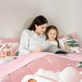 thumbnail image 5 of Manfei Girls Pink Christmas Bedding Comforter Set, Gingerbread House Snowman Twin Comforter Sets, Xmas Tree Sled Bedding Set, Breathable Home Decor, Reversible 2pcs, 5 of 8