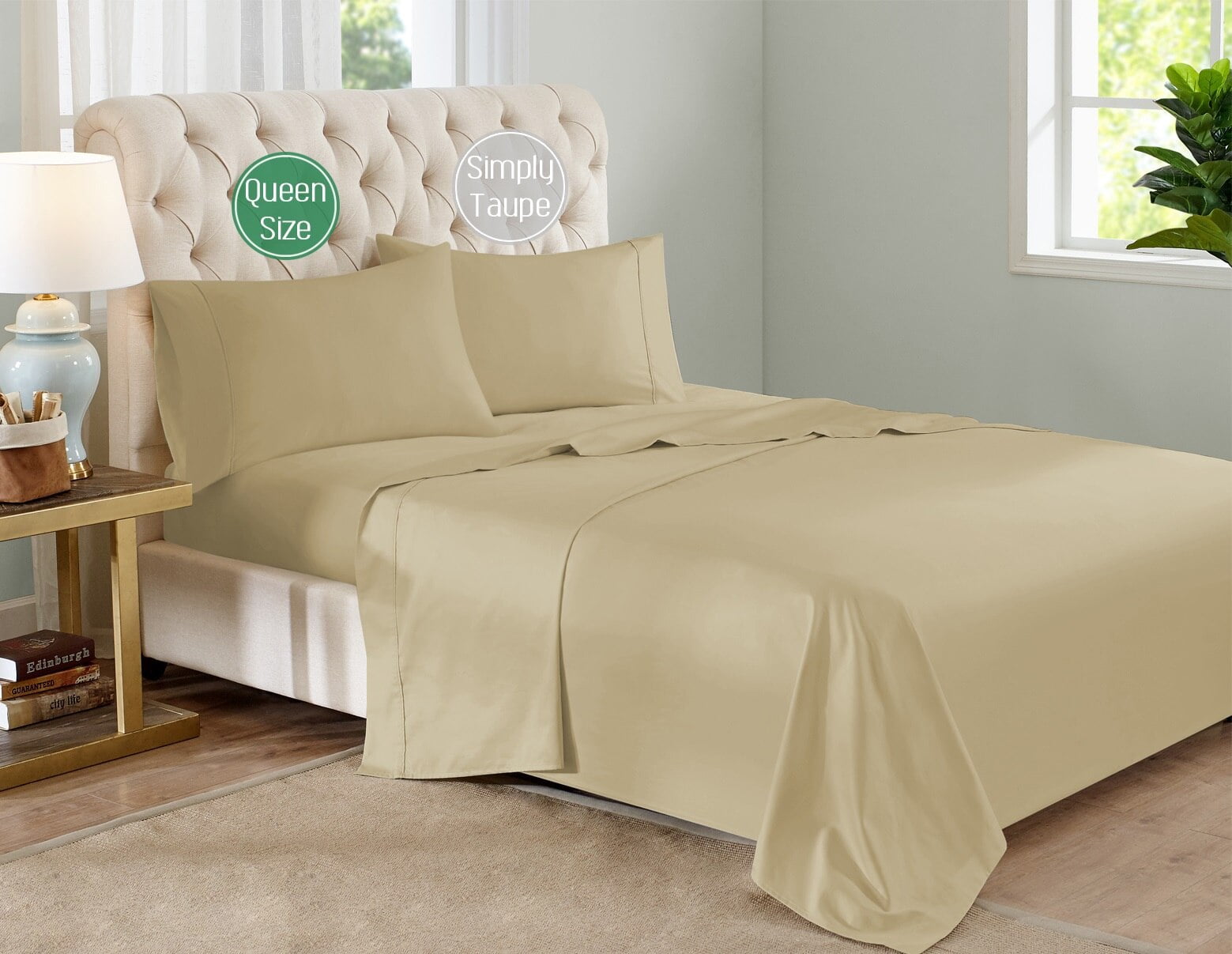 FBTS Prime 600 Thread Count Cotton Deep Pocket 4 Piece Bed Sheets Set